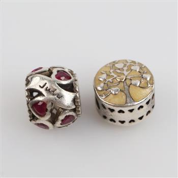 Two Pandora Sterling Silver Beads
