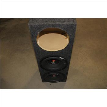 Two PowerBass Subwoofers With Box