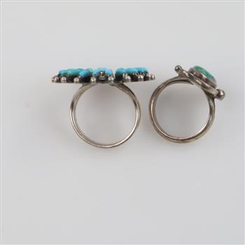Two Sterling Silver Blue Stone Accent Rings