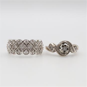 Two Sterling Silver Diamond Rings