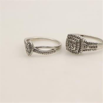 Two Sterling Silver Diamond Rings