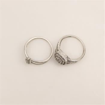 Two Sterling Silver Diamond Rings