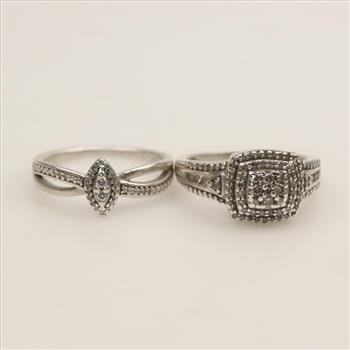 Two Sterling Silver Diamond Rings