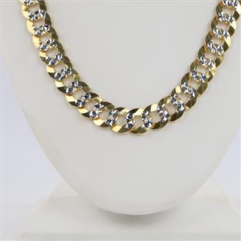 Two Tone Sterling Silver Cuban Link Necklace