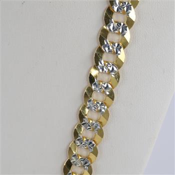 Two Tone Sterling Silver Cuban Link Necklace
