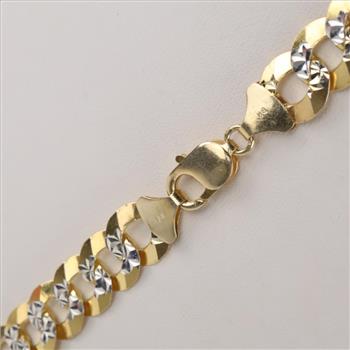 Two Tone Sterling Silver Cuban Link Necklace