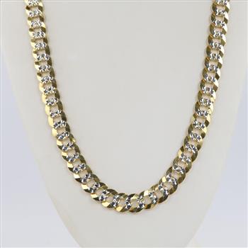 Two Tone Sterling Silver Cuban Link Necklace