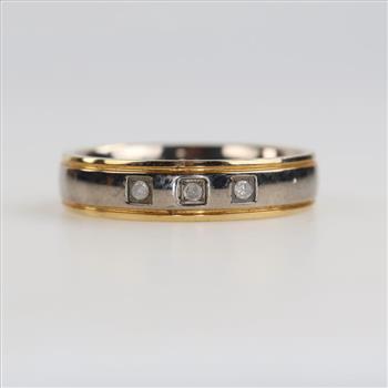 Two Tone Titanium Diamond Band