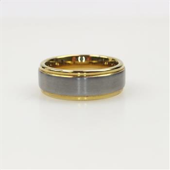 Two Tone Tungsten Wide Band Ring