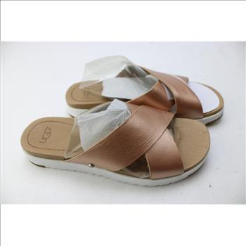 UGG TreadLite Kari Metallic Slide Sandalen Dames Rose Gold  Size 7