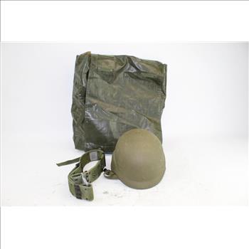 Unicor Helmet Pasgt Military Helmet & US  Green Belt Sz Medium In Green Bag; 3 Pieces