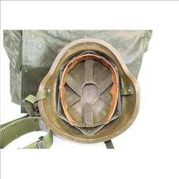 Unicor Helmet Pasgt Military Helmet & US  Green Belt Sz Medium In Green Bag; 3 Pieces