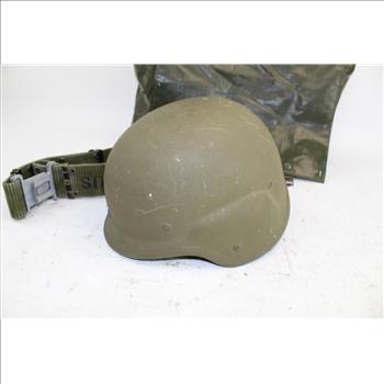 Unicor Helmet Pasgt Military Helmet & US  Green Belt Sz Medium In Green Bag; 3 Pieces