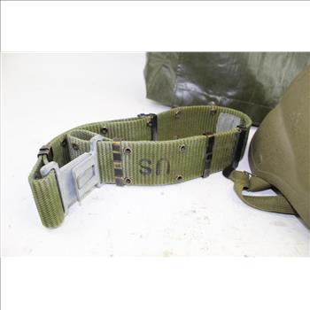 Unicor Helmet Pasgt Military Helmet & US  Green Belt Sz Medium In Green Bag; 3 Pieces