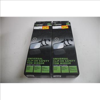 Universal Clip-On Tow Mirrors, Trailer Break-Away System, Stanley Safety Strap, 4 Pieces