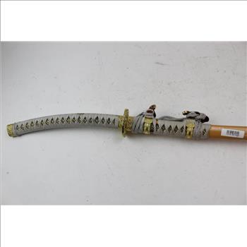 Unknown Brand Curved Handle Samurai Sword And Scabbard