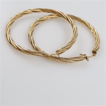 UnoAErre 14kt Gold Twisted Hollow Hoop Earrings