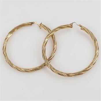 UnoAErre 14kt Gold Twisted Hollow Hoop Earrings