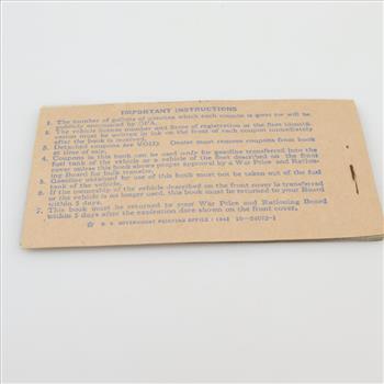 Unused 1943 WWII US Gasoline Ration Booklet
