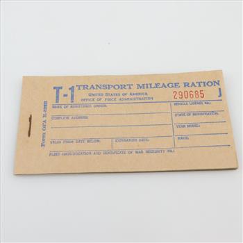 Unused 1943 WWII US Gasoline Ration Booklet