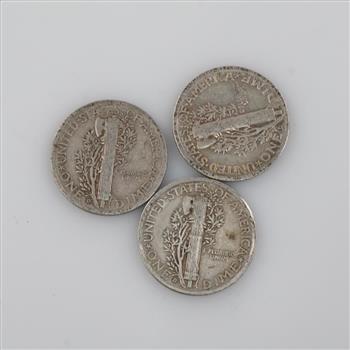 US 1943-D Mercury Silver Dime, 3 Pieces