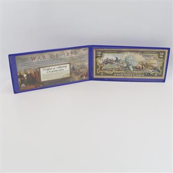 US $2 Bill Overlay War Of 1812 Includes COA