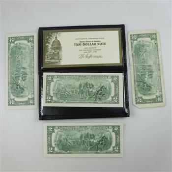 U.S. $2 Dollar Bill Federal Reserve Note, 4 Pieces