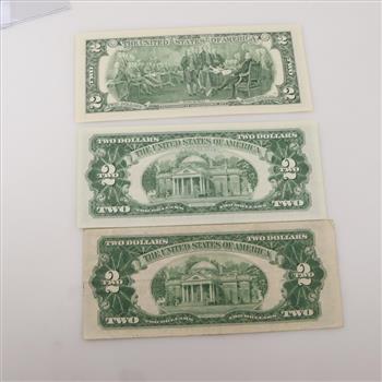 U.S. $2 Dollar Note, 3 Pieces