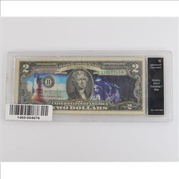 US $2 Federal Reserve Note, Commemorating Friendship, Colorized Overlay