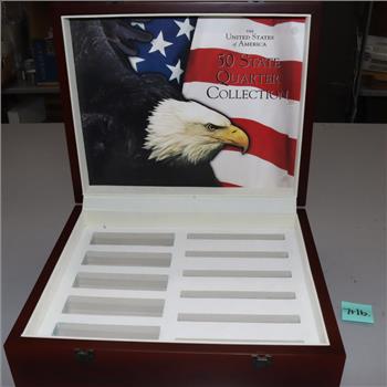 US 50 State Quarter Collection Wooden Box