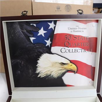 US 50 State Quarter Collection Wooden Box