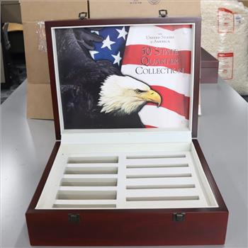 US 50 State Quarter Collection Wooden Box