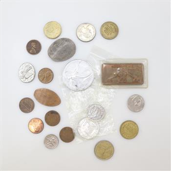 US And Foreign Coins With Tokens, 19+ Pieces