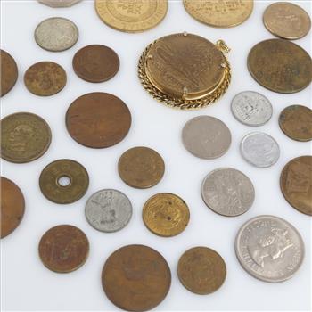 US And Foreign Coins With Tokens; 25+ Pieces