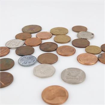 US And Foreign Coins With Tokens, 25 Pieces