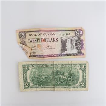 US And Foreign Currency, 2 Pieces