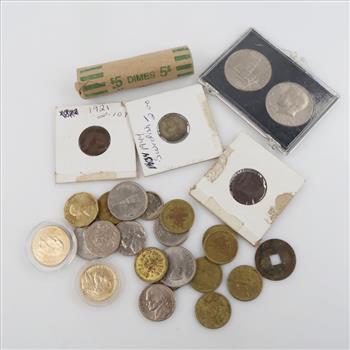 US And Foreign Currency With Tokens, 25+ Pieces
