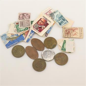US And Foreign Stamps And Coins, 25+ Pieces
