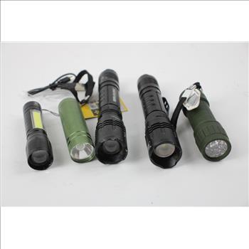 US Army Rechargable, Braun, Energizer PMHT61, And More Flashlights, 12 Pieces