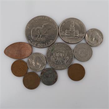 US Currency And Tokens, 11 Pieces