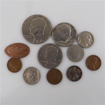 US Currency And Tokens, 11 Pieces