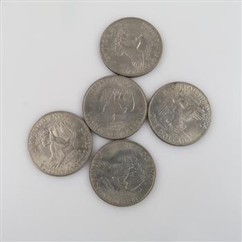 US Eisenhower One Dollar Coins, 5 Pieces