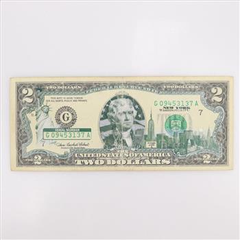 US Federal Reserve Note NY State Landmark Overlay 2 Dollars