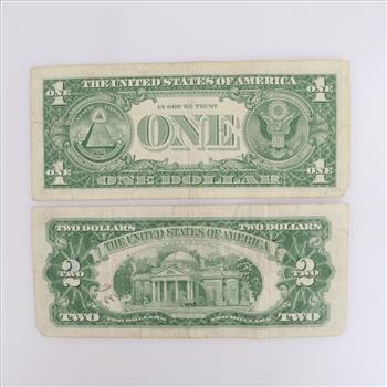 US Federal Reserve Note  & US Note, 2 Pieces