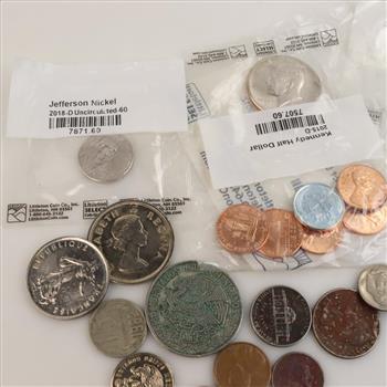 US & Foreign Currency, 20+ Coins, Includes Littleton Coins