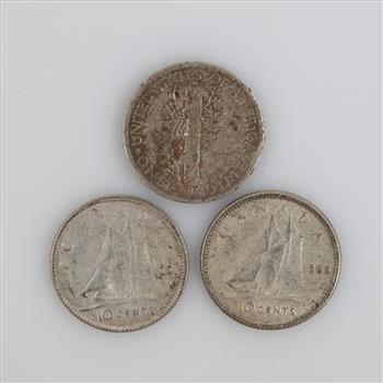 US & Foreign Silver Coins, 3 Pieces