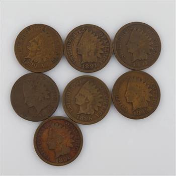 US Indian Head Pennies, 7 Pieces