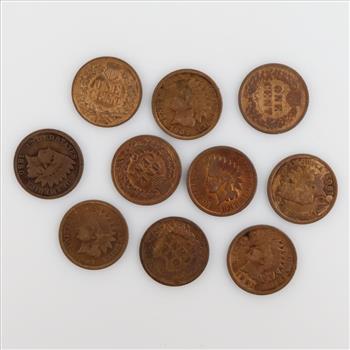 US Indian Head Penny, 10 Pennies