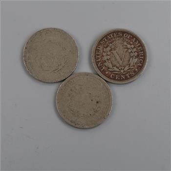 US Liberty Head Nickel, 3 Pieces