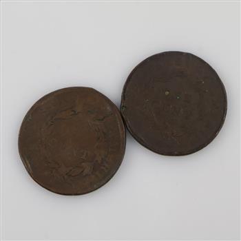US Matron Head Large Cent; 2 Pieces